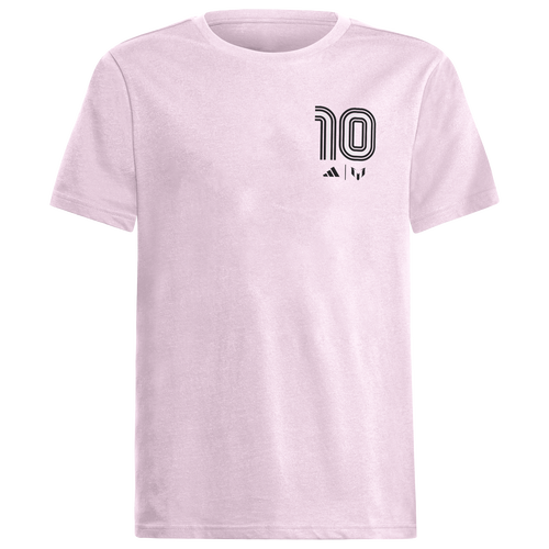 

Boys adidas adidas Heritage 10 Messi T-Shirt - Boys' Grade School True Pink/Black Size L