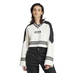 Women's - adidas Crew Sweatshirt Crop - Off White/Black