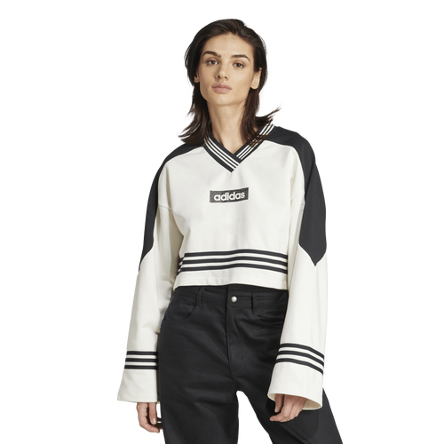WOMENS - adidas Crew Sweatshirt Crop - Black/Off White