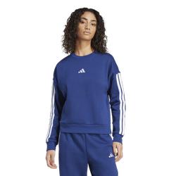 Women's - adidas Essentials 3-Stripes Fleece Sweatshirt - Dark Blue/White
