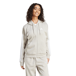 Women's - adidas Essentials 3-Stripes Full-Zip Fleece Hoodie - Wonder Alumina/White