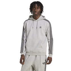 Men's - adidas Originals 3 Stripe Fleece Hoodie - Medium Grey Heather/Black