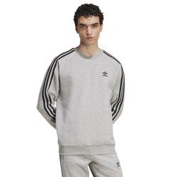 Men's - adidas Originals 3 Stripe Fleece Crew - Medium Grey Heather/Black