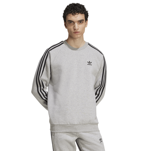 MENS - adidas Originals 3 Stripe Fleece Crew - Medium Grey Heather/Black
