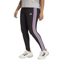 Women's - adidas Essentials 3-Stripes Cotton Leggings (Plus Size) - Clear Pink/Black