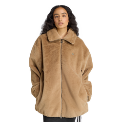Women's - adidas Originals Hooded Fur Jacket - Cardboard