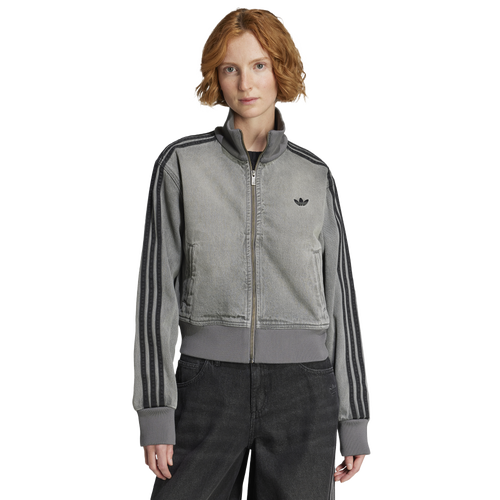 WOMENS - adidas Originals adicolor 3-Stripes Denim Track Top - Washed Grey Denim