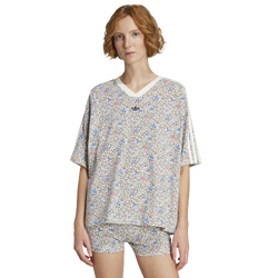 Women's - adidas Originals x Liberty London Allover Print Boyfriend T-Shirt - Off White/Semi Lucid Red