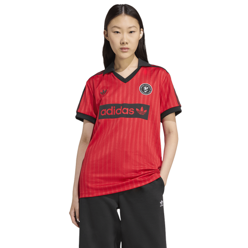 WOMENS - adidas Football Polo Tee - Better Scarlet/Black