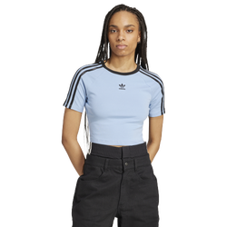 Women's - adidas 3-Stripe Baby T-Shirt - Black/Ash Blue