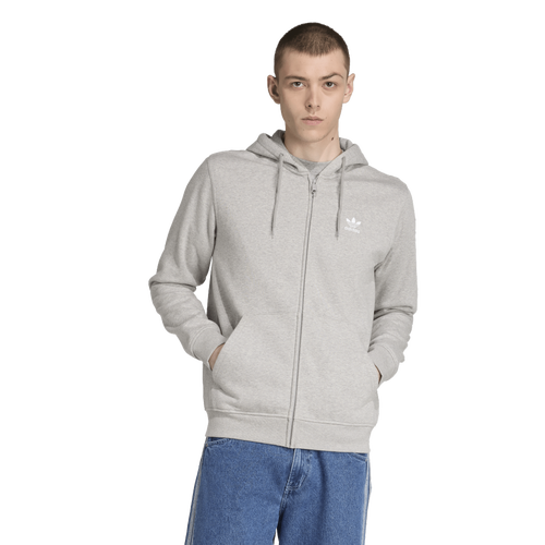  - adidas Originals ESS Full-Zip Hoodie - Medium Grey Heather/White