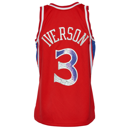 Shop Mitchell & Ness Mens Philadelphia 76ers  76ers 75th Anniversary Jersey In Red/multi