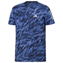 Men's - adidas Own The Run All Over Printed Tee - Blue Fusion/Dark Blue