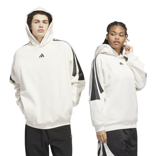 - adidas Basketball 3-Stripes Fleece Hoodie - Chalk White