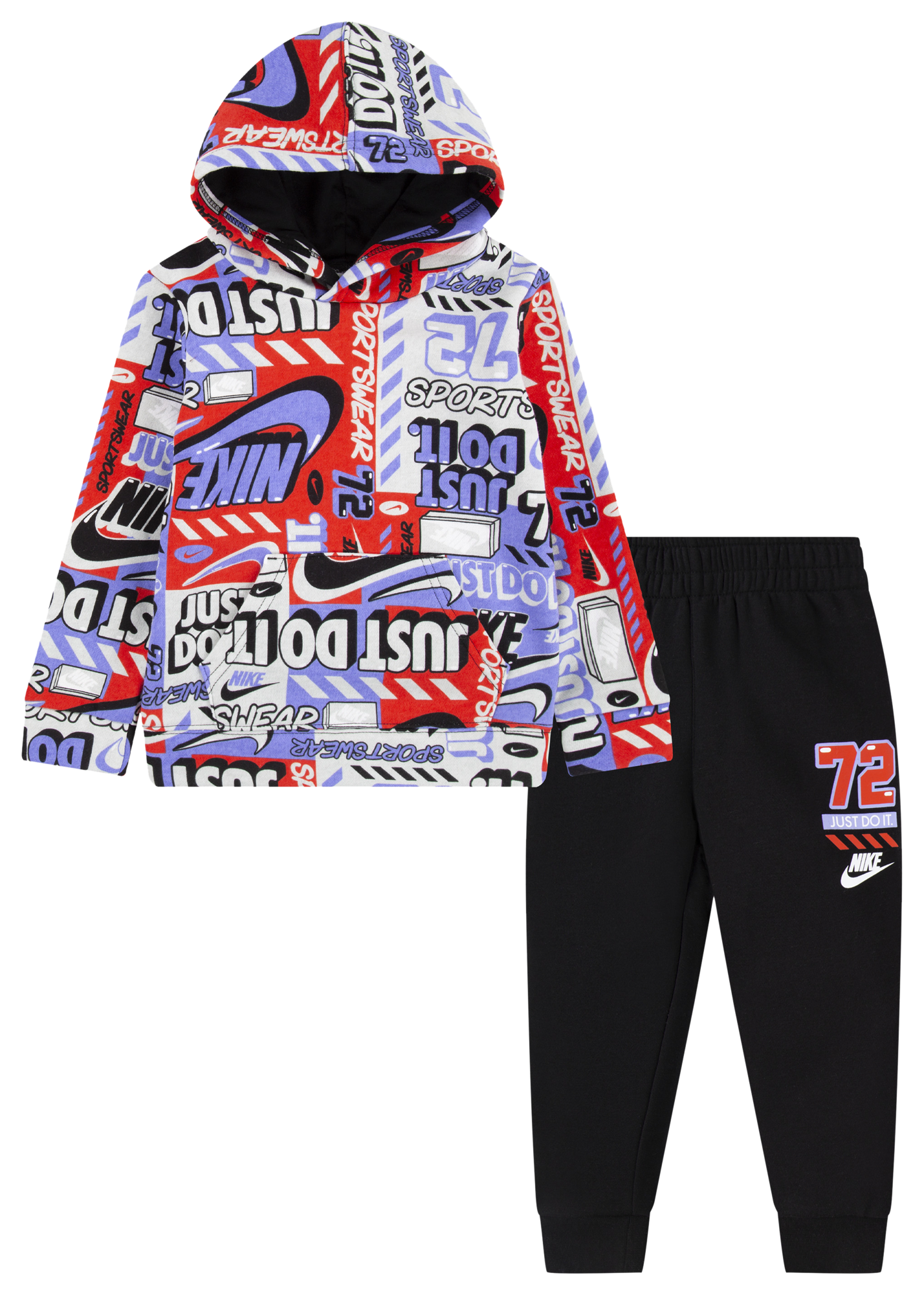 Nike Little Girls 2T-6X Long-Sleeve Join The Club Hooded Allover-Printed  Jacket & Solid Leggings Set