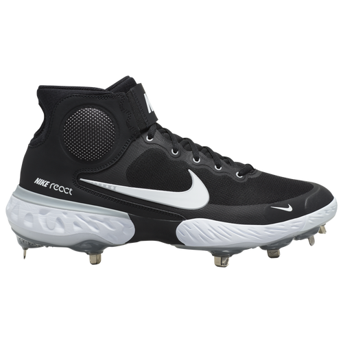 Nike Alpha Huarache Elite 3 Mid - Men's Metal Cleats Shoes - Black / White / Light Smoke Grey - CK0745-001