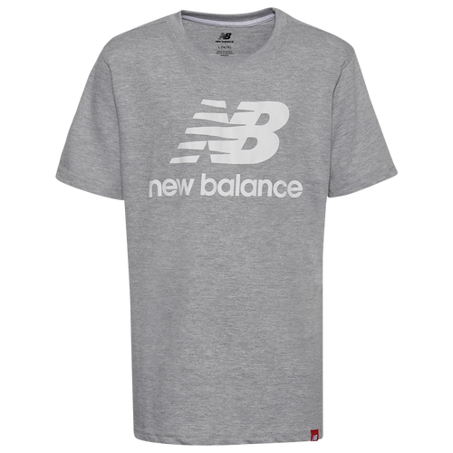 

Boys New Balance New Balance Logo Short Sleeve T-Shirt - Boys' Grade School Gray Heather/White Size M