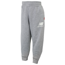 Boys' Grade School - New Balance Logo Fleece Joggers - Gray/White