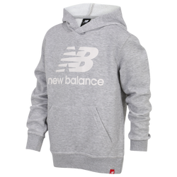 Boys' Grade School - New Balance Logo Pullover Hoodie - Gray Heather/White