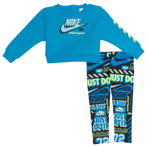 GIRLS - Nike Crew & Leggings Set - Black/Blue