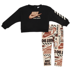 Girls' Infant - Nike Crew & Leggings Set - Black/Pale Ivory