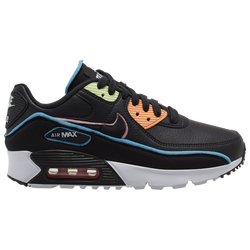 Girls' Grade School - Nike Air Max 90 - Black/Black/Blue Fury