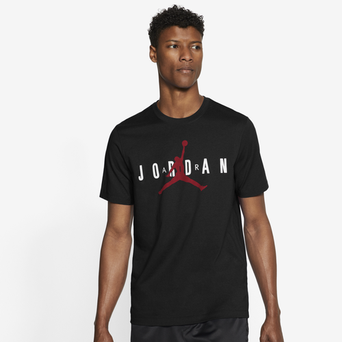 

Jordan Mens Jordan Air Wordmark T-Shirt - Mens Black/White/Gym Red Size S