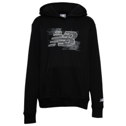 Boys' Grade School - New Balance Airbrush Logo Fleece Hoodie - Black/Grey
