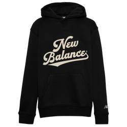 Boys' Grade School - New Balance Vintage Script Fleece Hoodie - Black/Sea Salt