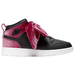 Girls' Grade School - Jordan AJ 1 Mid Bow - Black/Noble Red
