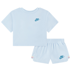 Girls' Toddler - Nike Let's Roll Towel Terry Shorts Set - Glacier Blue/Blue
