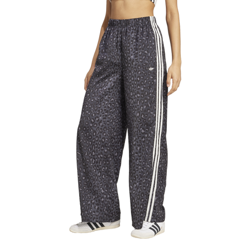  - adidas Leopard Print Wide Leg Satin Pants - Carbon/Black