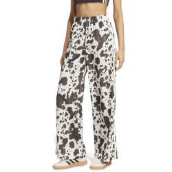 Women's - adidas Cow Print Wide Leg Satin Pants - Off White/Brown