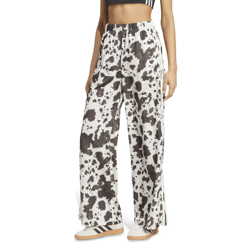 Adidas Originals Womens Adidas Cow Print Wide Leg Satin Pants In Multi
