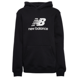 Boys' Grade School - New Balance Stacked Logo Hoodie - Caviar/White
