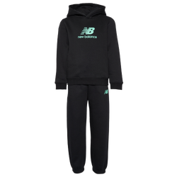 Boys' Preschool - New Balance Stacked Logo Fleece Set - Caviar/White