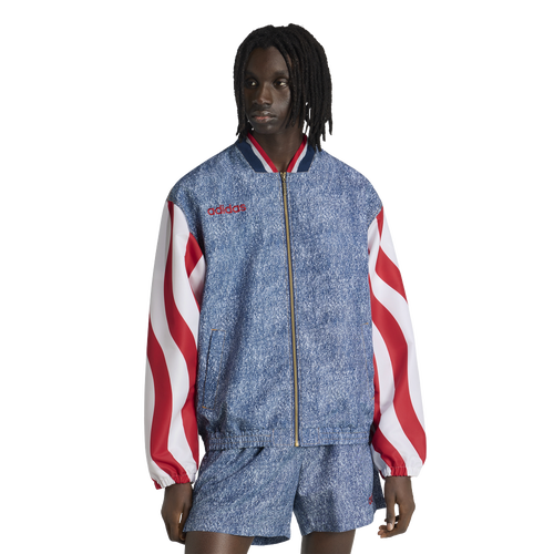 Adidas Men's Blue Usa Soccer 1994 Denim Graphic Full-Zip Track Jacket - White
