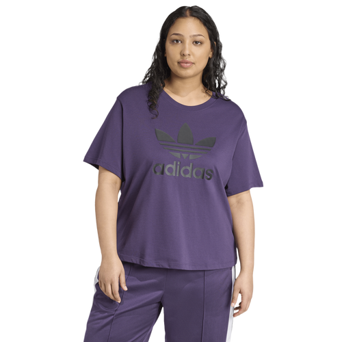 WOMENS - adidas Originals adicolor Trefoil Boxy T-Shirt - Aurora Plum