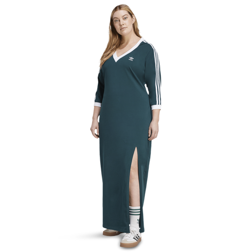 adidas Originals adicolor 3-Stripes V-Neck Maxi Dress (PS) - adidas Originals Aurora Ivy/White