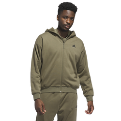 Men's - adidas Basketball Full-Zip Hoodie - Olive Strata
