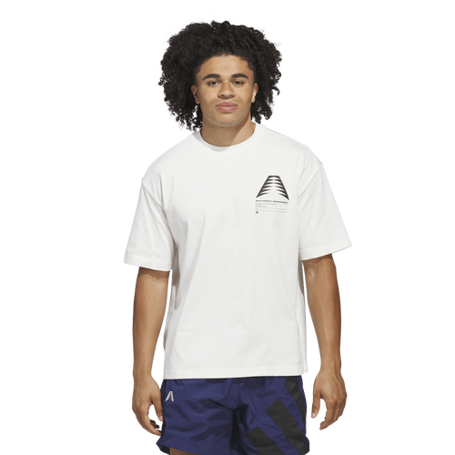  - adidas Anthony Edwards Schematic T-Shirt  - Clown White/Black