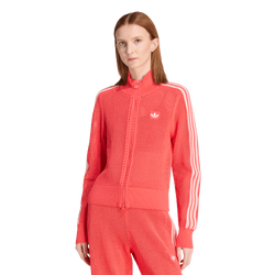 Women's - adidas Originals Knitted Crochet Firebird Track Top - Semi Lucid Red