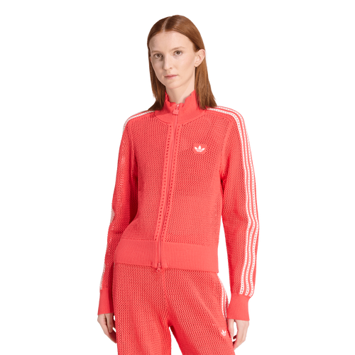  - adidas Originals Knitted Crochet Firebird Track Top - Semi Lucid Red