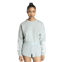 Women's - adidas Hyperglam 3 Stripe Training Cropped Crew Sweater - 