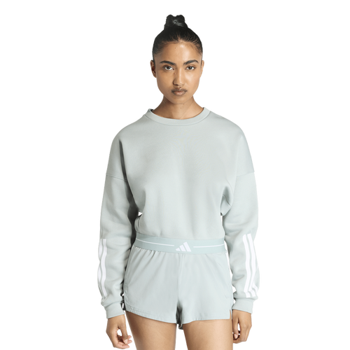  - adidas Hyperglam 3 Stripe Training Cropped Crew Sweater - Wonder Sage