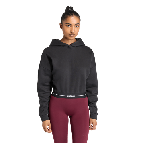 WOMENS - adidas Hyperglam Training Cropped Hoodie - Black
