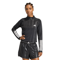 Women's - adidas Hyperglam 3-Stripes Emboss 1/4 Zip Cover Up - 
