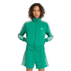 Women's - adidas Originals Firebird Classic Track Top - Bold Green/White