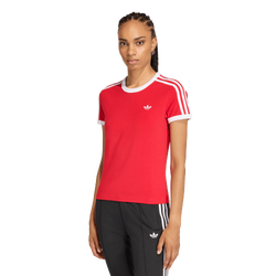 Women's - adidas Originals 3-Stripes Slim T-Shirt - Better Scarlet/White