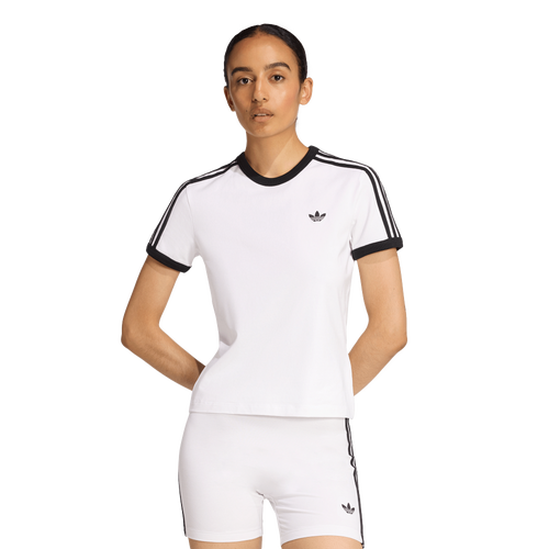 WOMENS - adidas Originals 3-Stripes Slim T-Shirt - White/Black